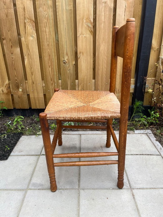 4 Antieke houten eetkamerstoelen met rieten zitting – Rattan, Wood (photo 5 of 10)