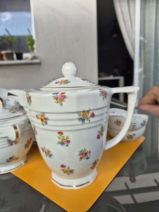 Image 1 of ULIM Limoges theeservies - années 50/60 - Bloemenporselein in landelijke stijl