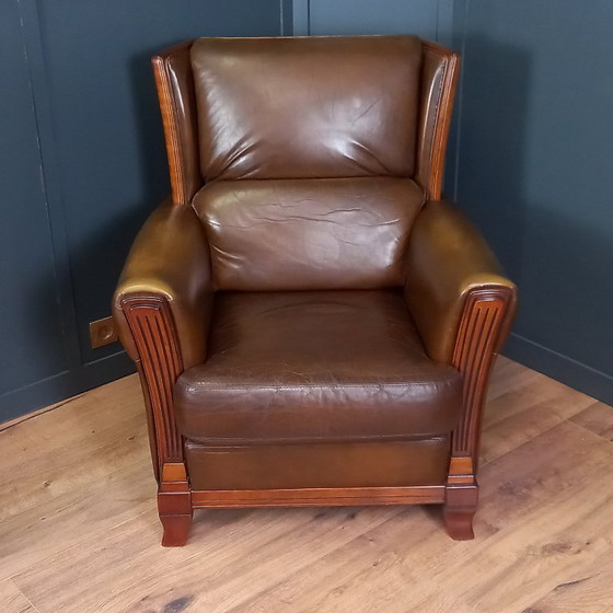 Image 1 of Elegant Art Deco Armchair in Sheepskin - Timeless and Luxurious Seating Comfort