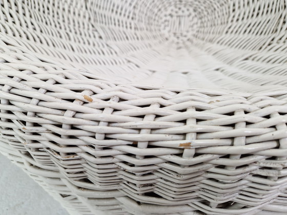 Image 1 of Weißer Rattan-Eimersessel, 1970er Jahre
