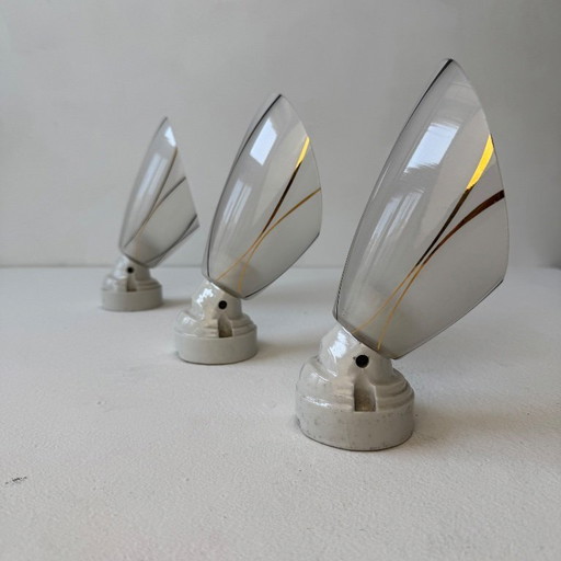 SET OF 3 OLD 1950S VINTAGE INCLINED SCONCES