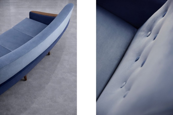 Image 1 of Vintage Mid-Century Scandinavian Modern Blue Velvet Living Room Set by Holm Fabriker AB, Set of 2, 1960s