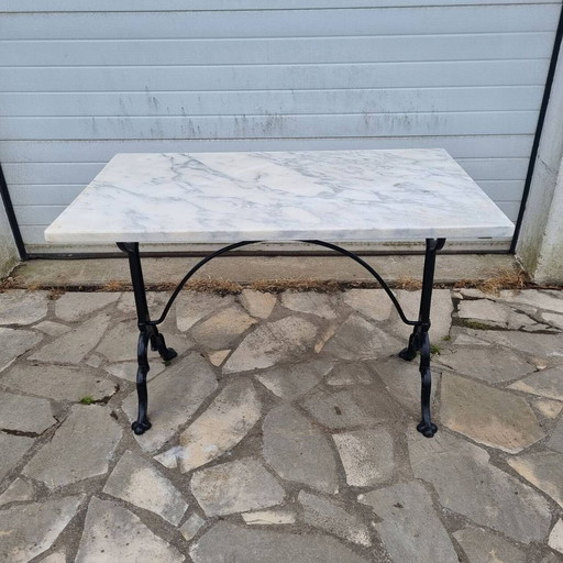 Pierre Ouvrier bistro table, marble & wrought iron