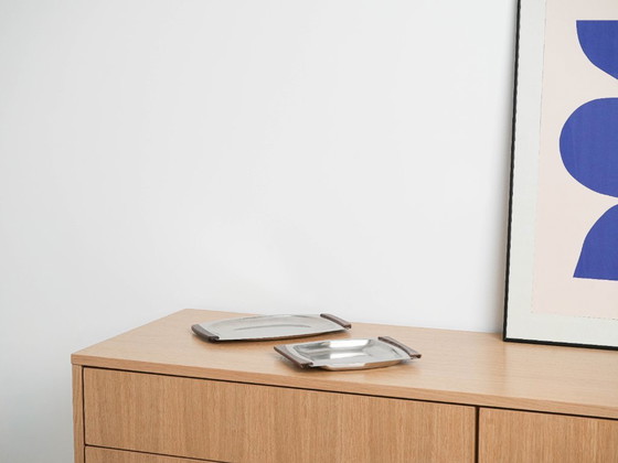 Image 1 of Plateau carré en acier inoxydable, design danois, années 1970, fabriqué au Danemark