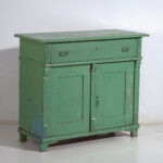 Central European chest of drawers with original green paint – Tyrol, circa 1890 – Brass, Rustic (photo 8 of 40)