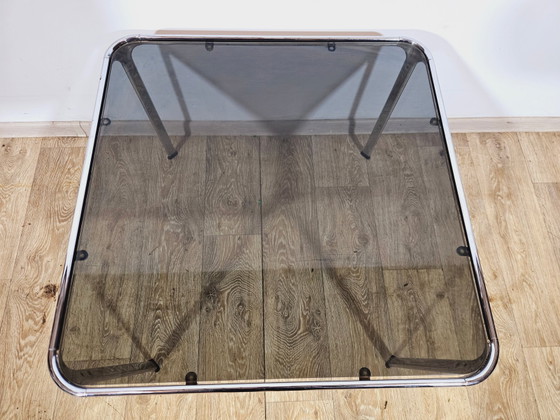 Mid-Century Modern Salontafel in chroom en rookglas, Italië, jaren 70 – Koffietafelboeken, Chrome (photo 11 of 19)