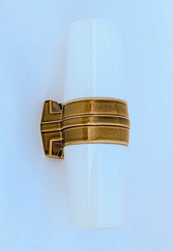 Image 1 of Große „Bernadotte“ Modell 6065 Double Ocker Porzellan-Wandleuchte von Sigvard Bernadotte für Ifö – 1960er Jahre
