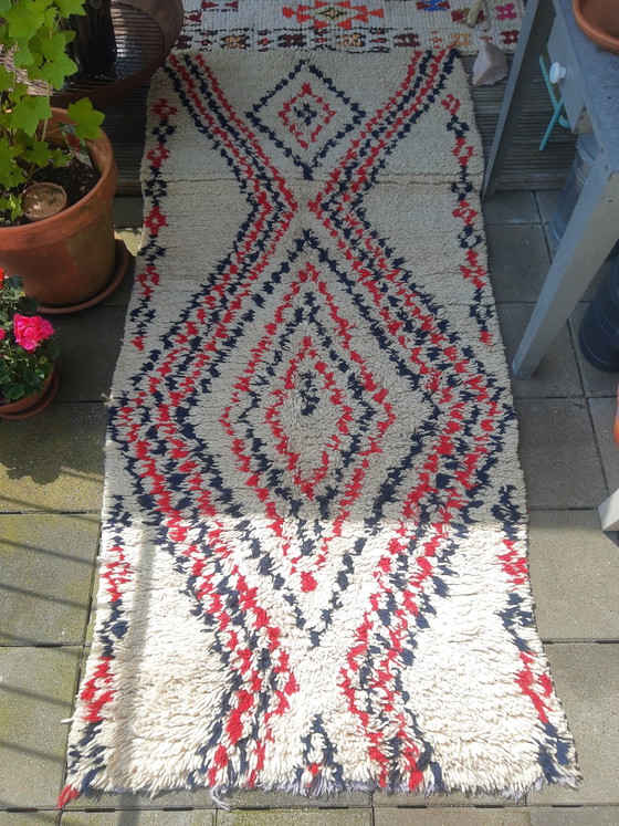 Image 1 of Bellissimo tappeto berbero retrò in lana annodato a mano, 216 x 93 cm