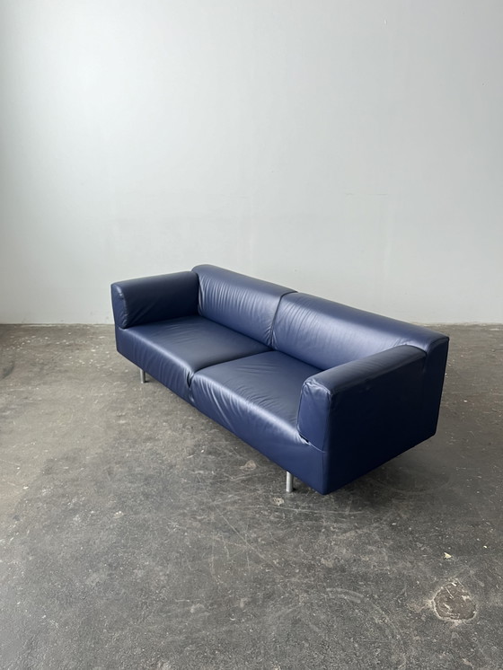 Image 1 of Cassina Met designer sofa couch leather blue