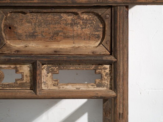Consolle cinese antica con traforo geometrico – Cina, circa 1900 – Console, Wood, Iron (photo 37 of 40)