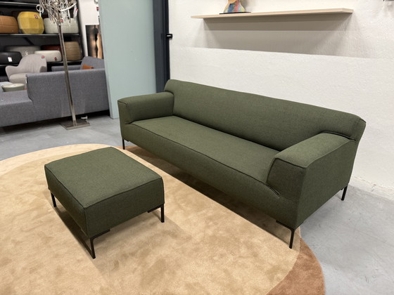 Image 1 of Design on Stock Bloq Sofa set 3 & 2.5 Seater + Footstool Green fabric