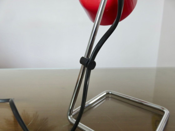 Image 1 of Chrome-plated metal and red ABS plastic lamp, 1970s/80s