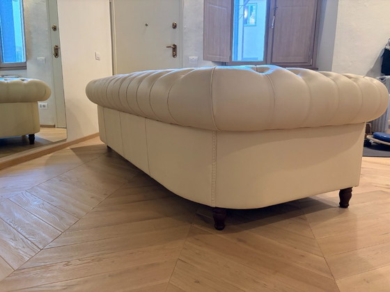 Chester One Poltrona Frau ORIGINAL - 4-seater cream/ivory leather sofa, Wood, Creme (photo 4 of 7)