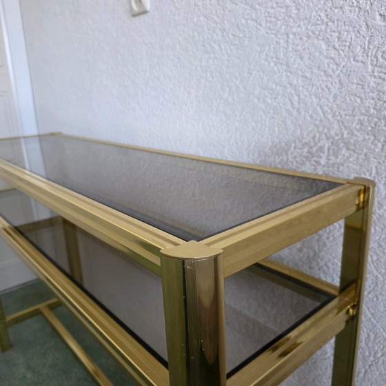 Table console Vintage Hollywood Regency, Tables d'appoint, Métal, Doré (photo 8 sur 11)