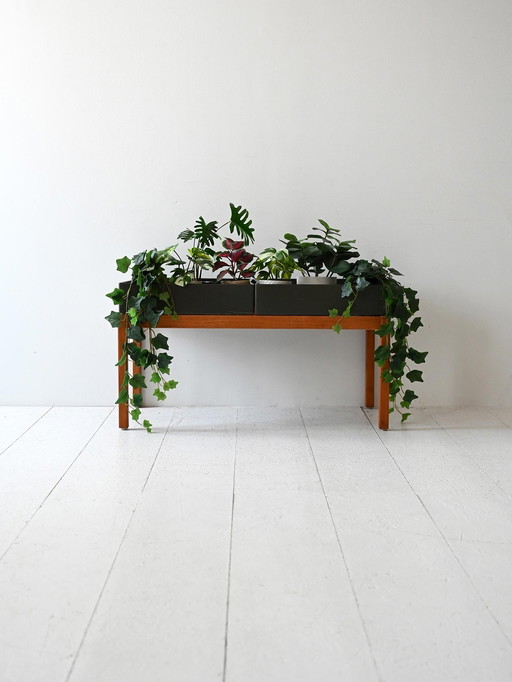 Jardinière vintage en teck scandinave des années 1960