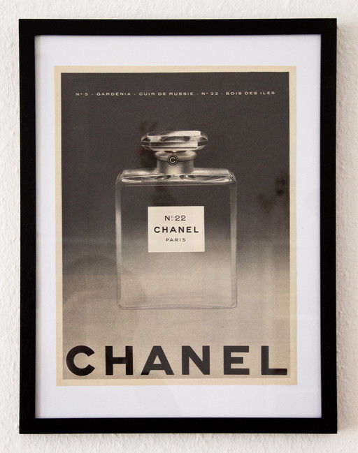 Originele Vintage Chanel No. 22 Reclameposter 1963 / Niet ingelijst / 33x25cm / Zeer goede staat / Geen herdruk