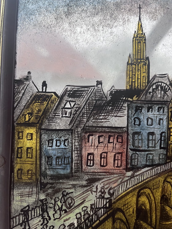 Image 1 of Vetrata al piombo con immagine di Maastricht