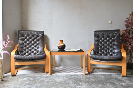 Ensemble fauteuil/table d'appoint vintage POEM Noboru Nakamura/Ikea