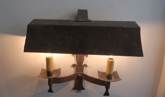 Image 1 of Pair of Mid-Century Brutalist Patinated Iron Wall Lights, 1950s-60s