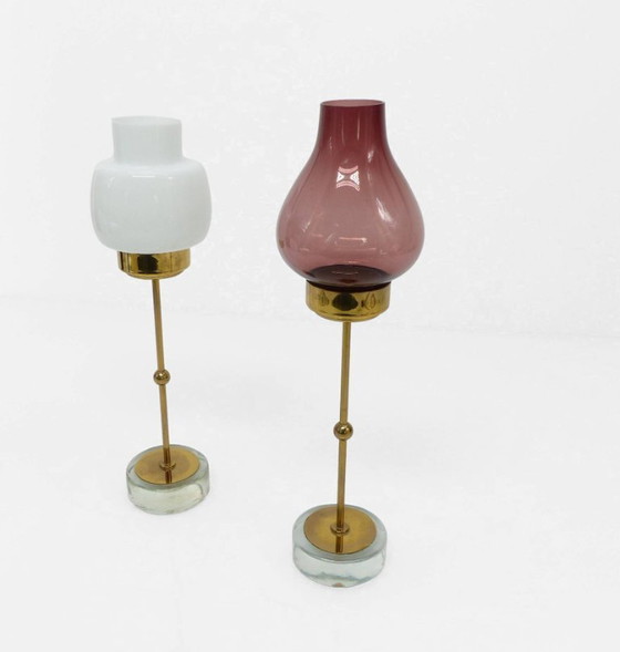 Image 1 of Paire de photophores scandinaves Gunnar Ander pour Ystad Metall, Suède 1950-1960 