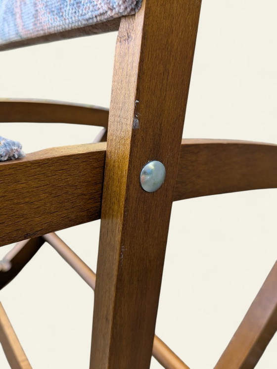 Image 1 of Poggiapiedi vintage degli anni '80 - poggiapiedi regolabile in altezza con rivestimento in tessuto fantasia