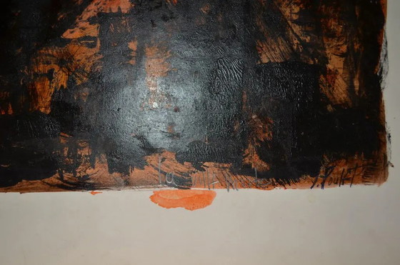 Jean Poulet “The Dead City” Óleo de los años 90, firmado y titulado – Pinturas y dibujos, Paper, Abstract (photo 6 of 12)