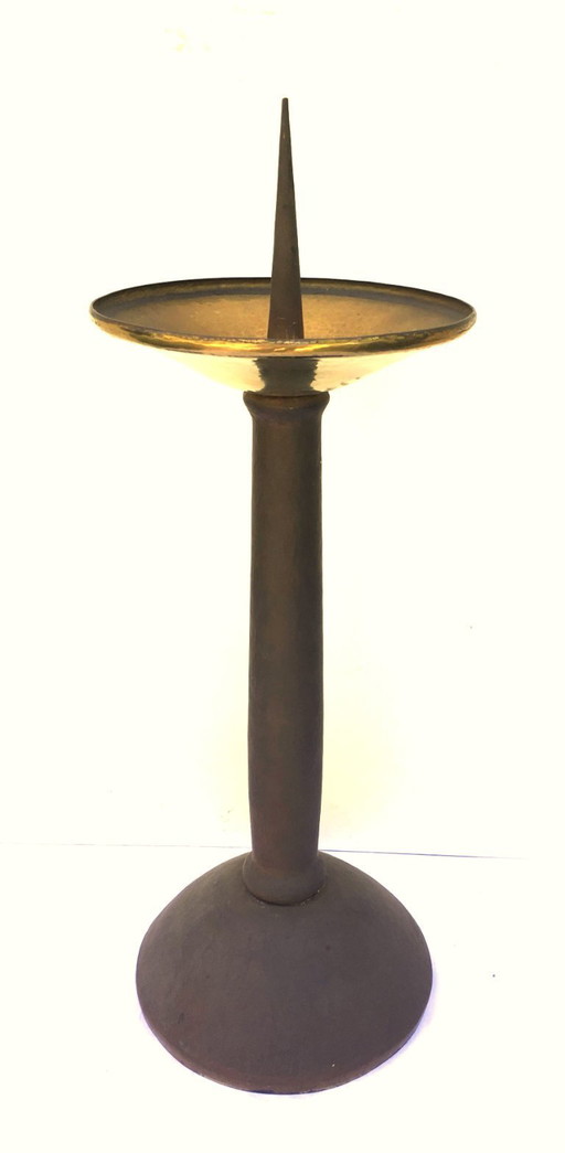 Geelkoperen kandelaar, unicum, smeedwerk - gehamerd, 1940-’44 