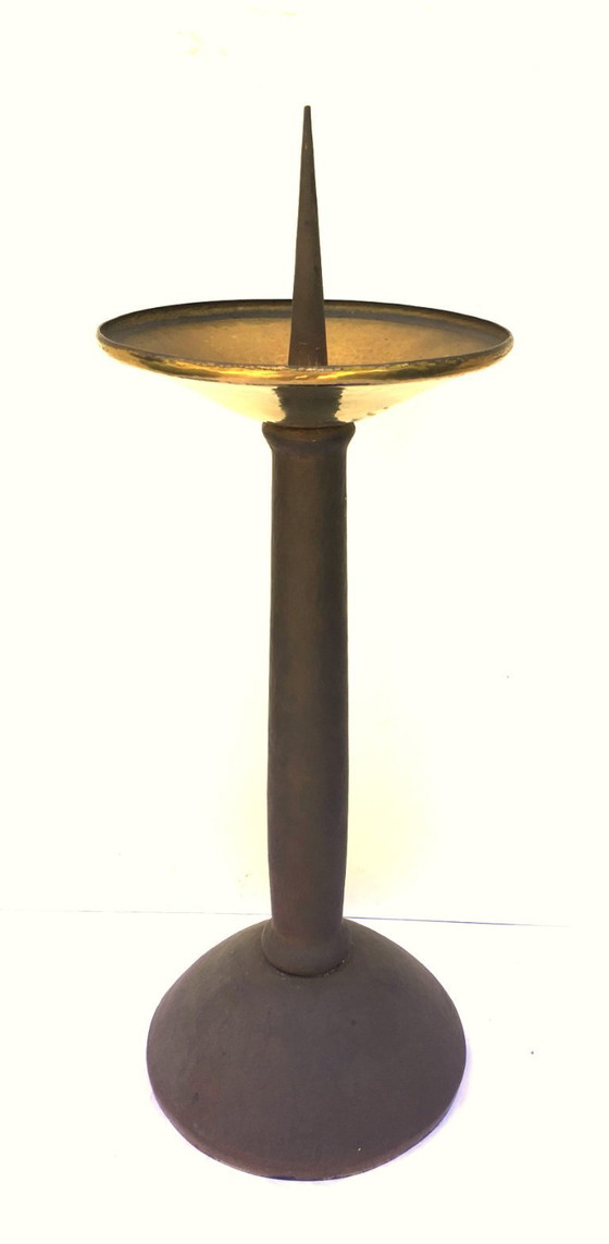 Image 1 of Brass candlestick, unique, wrought iron - hammered, 1940-44