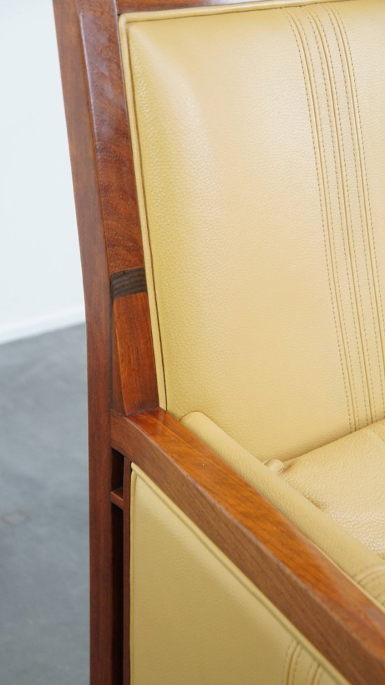 Image 1 of Art Deco Schuitema Design Sessel in gelbem Leder mit hoher Rückenlehne aus der Serie Decoforma