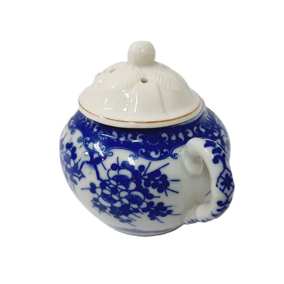 Image 1 of Sucrier vintage en porcelaine japonaise blanche et bleue