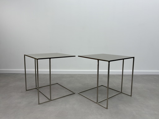 2x Tavolini Minotti Leger originali Rodolfo Dordoni anni '90 – bijzettafels, Iron