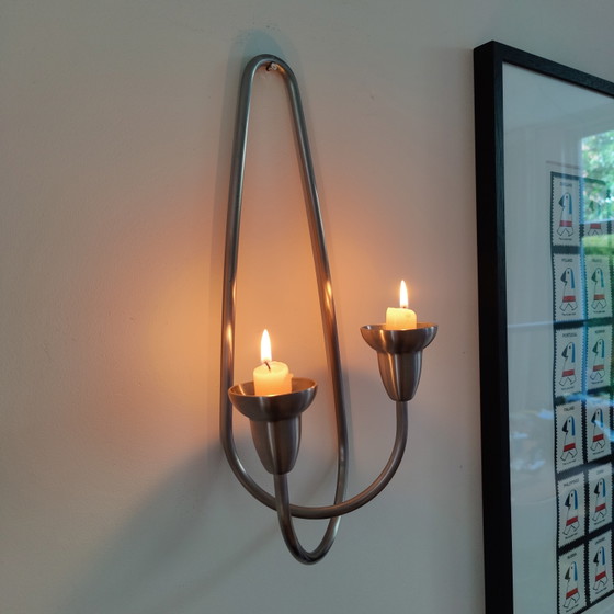 Wandkandelaar genaamd "Swing" van het Deense merk Georg Jensen – Kandelaars en kaarsen, rvs (photo 3 of 10)