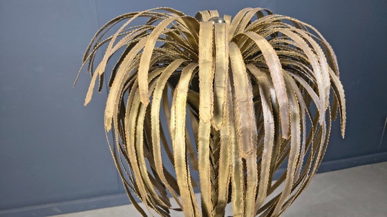 Image 1 of Lámpara de pie con forma de palmera de latón, de Maison Jansen, década de 1970.