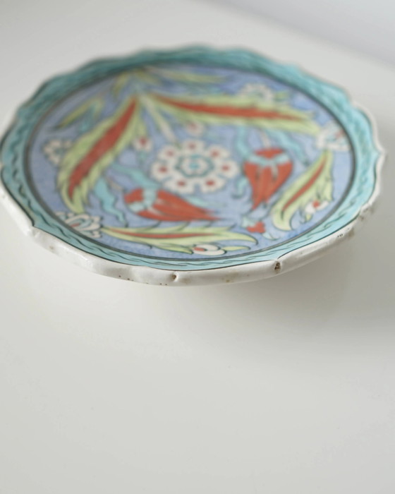Decoratief aardewerken bord - handgeschilderd door İkbal Çini - Kütah – Servies, Porselein, Vintage (photo 8 of 10)