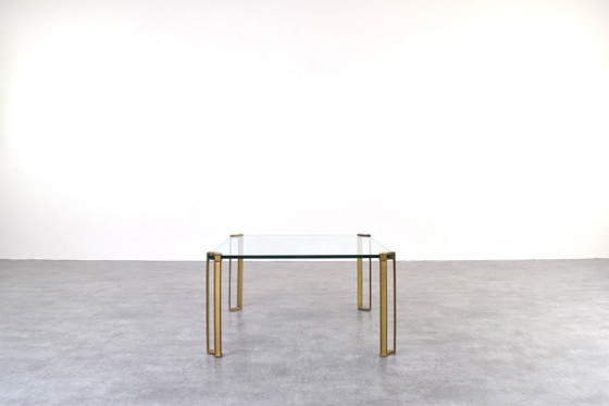 Image 1 of Hollywood Regency Brass and Glass Coffee Tables by Peter Ghyczy, 1970s, Set of 2