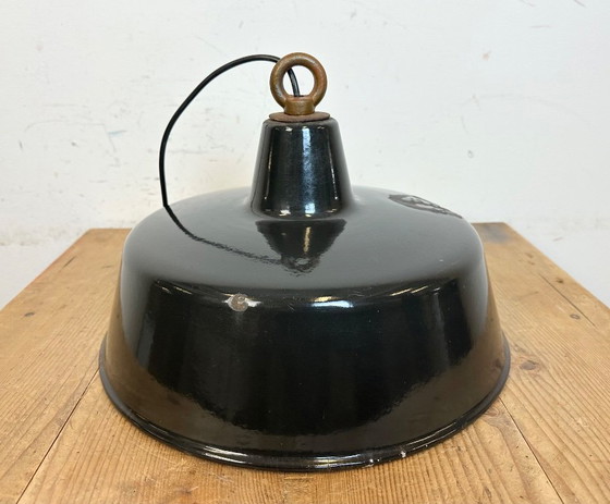 Image 1 of Black Enamel Industrial Pendant Lamp, 1950s
