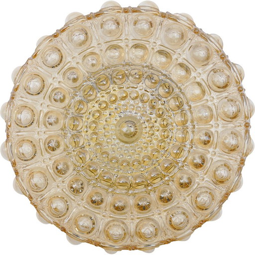 Applique vintage en verre ambré bullé par Helena Tynell, Allemagne 1960