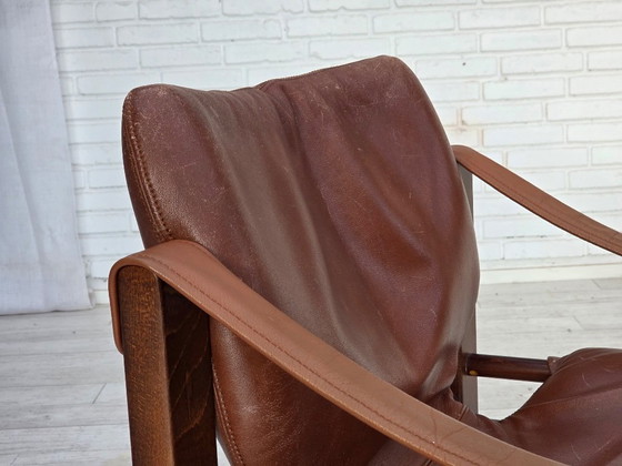 Image 1 of 1970s, Danish armchair model "Safari" by Skippers Furniture, furniture leather.