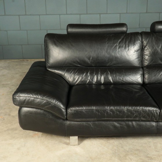 Image 1 of Divano a tre posti LaNouva – pelle nera – cromato