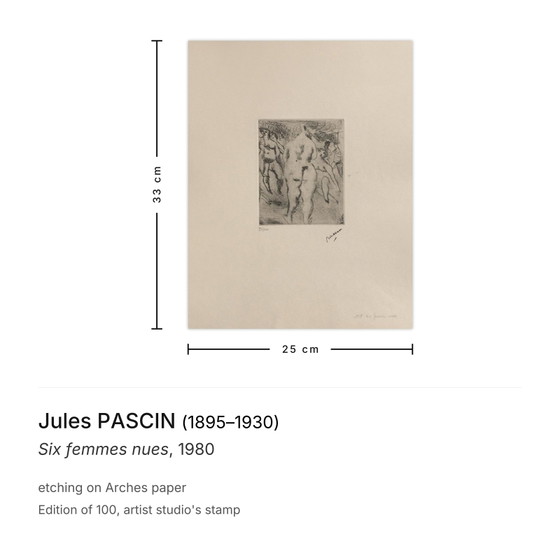 Jules Pascin Ets Zes Femmes Nues 1980 – Litho's & Zeefdrukken, Paper (photo 3 of 5)