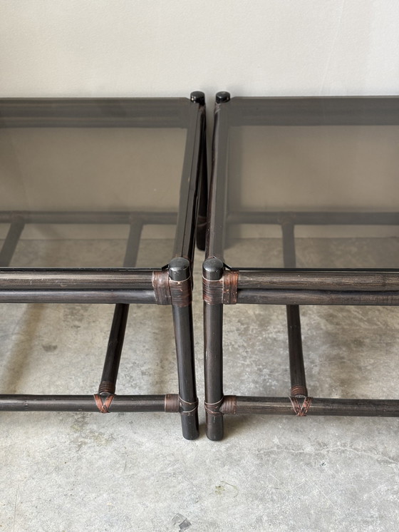 Image 1 of 2x bamboe salontafel / bijzettafel, 70s