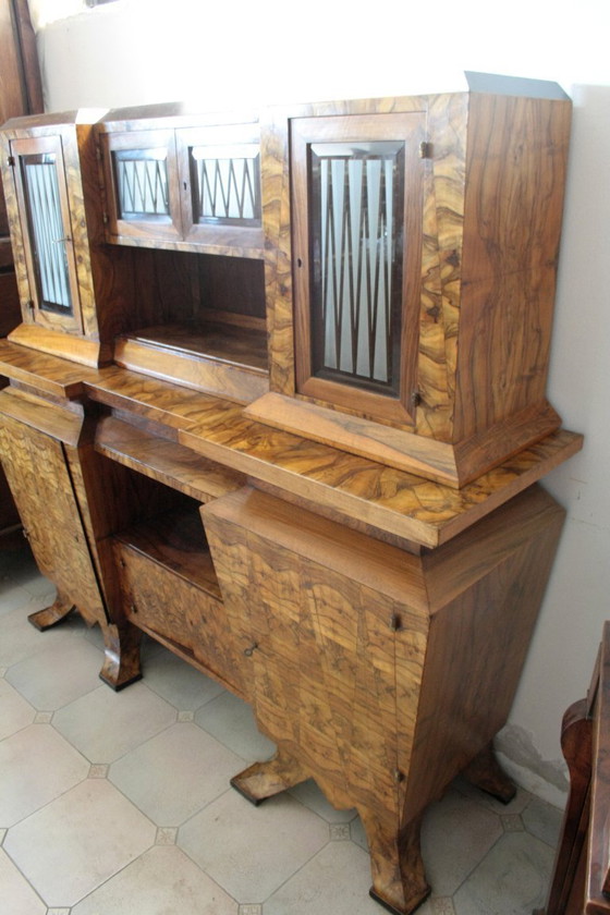 Image 1 of Crédence Art Déco en Bois d'Olivier, Ministre Bottai, Italie, 1933 Design
