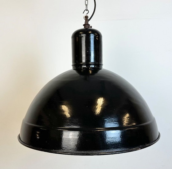 Image 1 of Industrial Black Enamel Factory Pendant Lamp, 1950s