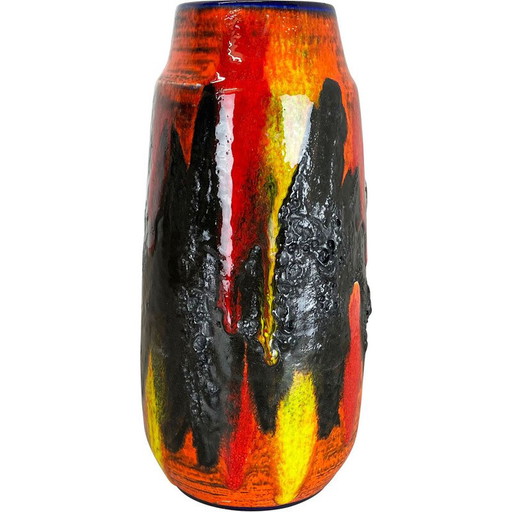 Vase vintage en lave grasse multicolore par Scheurich, Allemagne 1970