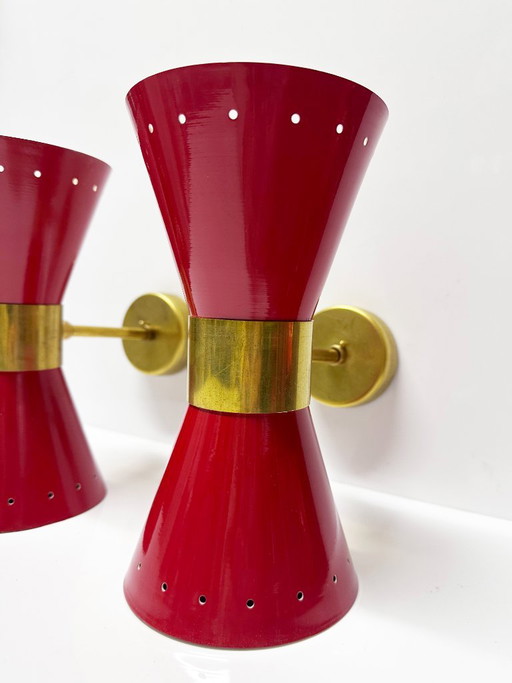 Paar italienische Diabolo Design 1950 Wandleuchten