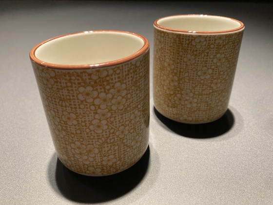 Image 1 of Ensemble de deux tasses à thé japonaises jaunes