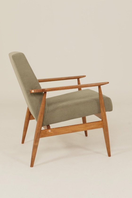 Image 1 of Vintage fauteuil in kakigroen corduroy-design van H.Lis