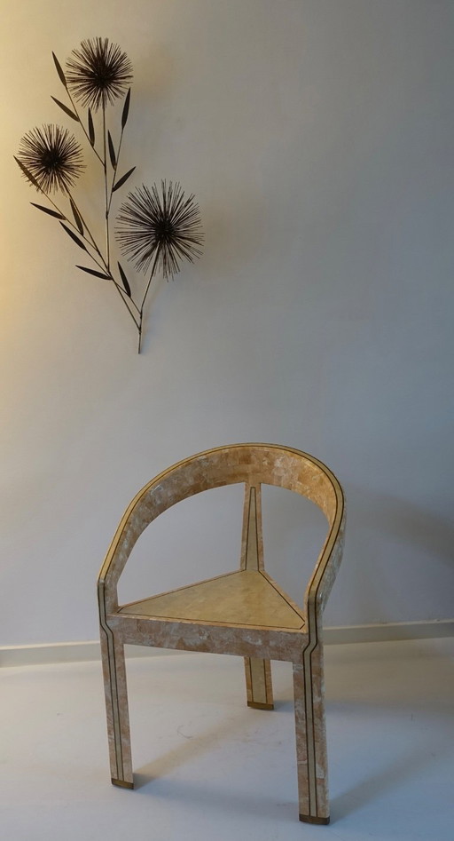 Chaise trépied Maitland Smith des années 1970, style Hollywood Regency, extrêmement rare.