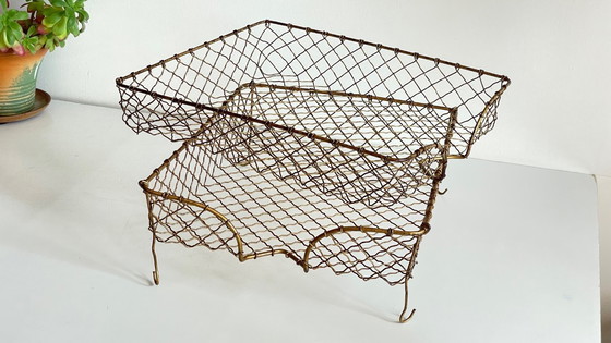 Image 1 of Vintage brass wire letter trays