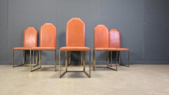 Image 1 of Vintage brass dining chairs by Belgo chrom, 1970s 